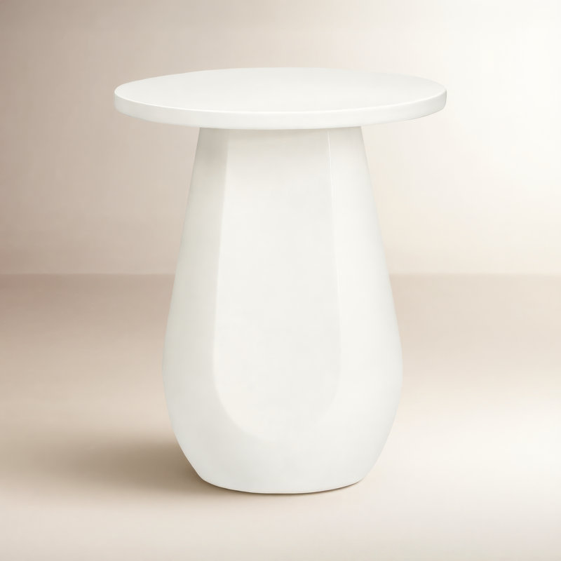 Kaz Concrete Top End Table, White