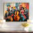 Toile avec cadre flottant or