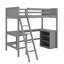 Lit simple surélevé avec tablettes intégrées et espace d'étude dédié-115735660