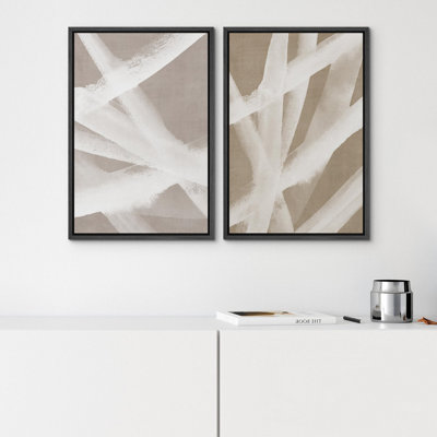 «Mid-Century Black Polygons», 2 pièces sur toile
