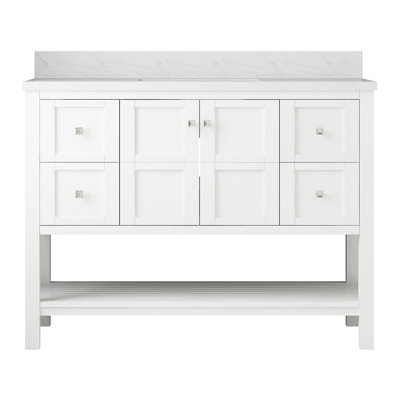 48 po X P 22 po P 35,4 po Meuble-lavabo H avec comptoir et lavabo blancs
