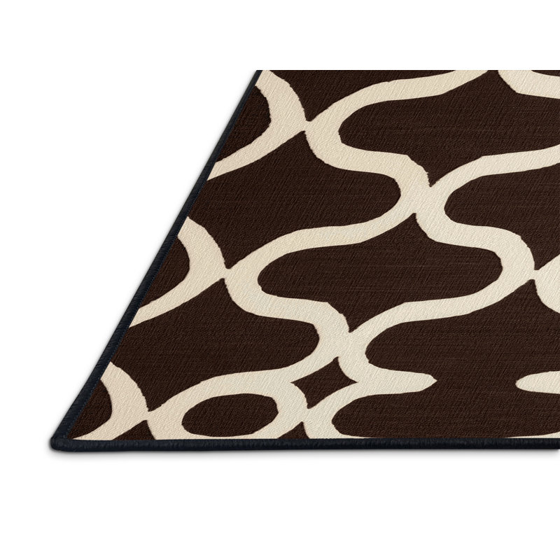 Tapis noir en treillis lavable à la machine, Rectangle 7 pi x 9 pi