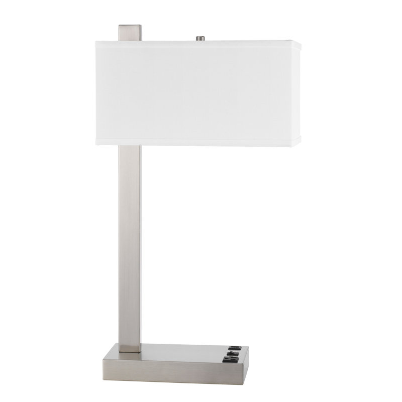Lampe de bureau argentée 25 po avec prise USB Shetland