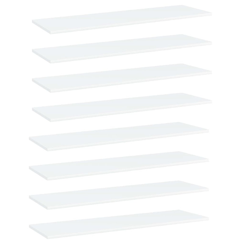Bookshelf Boards 8 pcs Engineered Wood, White, (8 Shelves) 0.59" H x 39.37" W x 11.81" D
