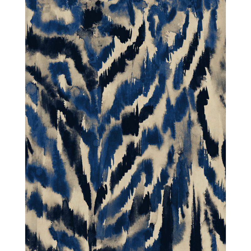 LA DOLCE VITA Animal Print Wallpaper Roll, Blue/Taupe