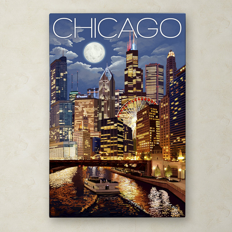 Publicité rétro sur toile Kadey «Chicago 1», H 19 po x l 12 po x P 2 po
