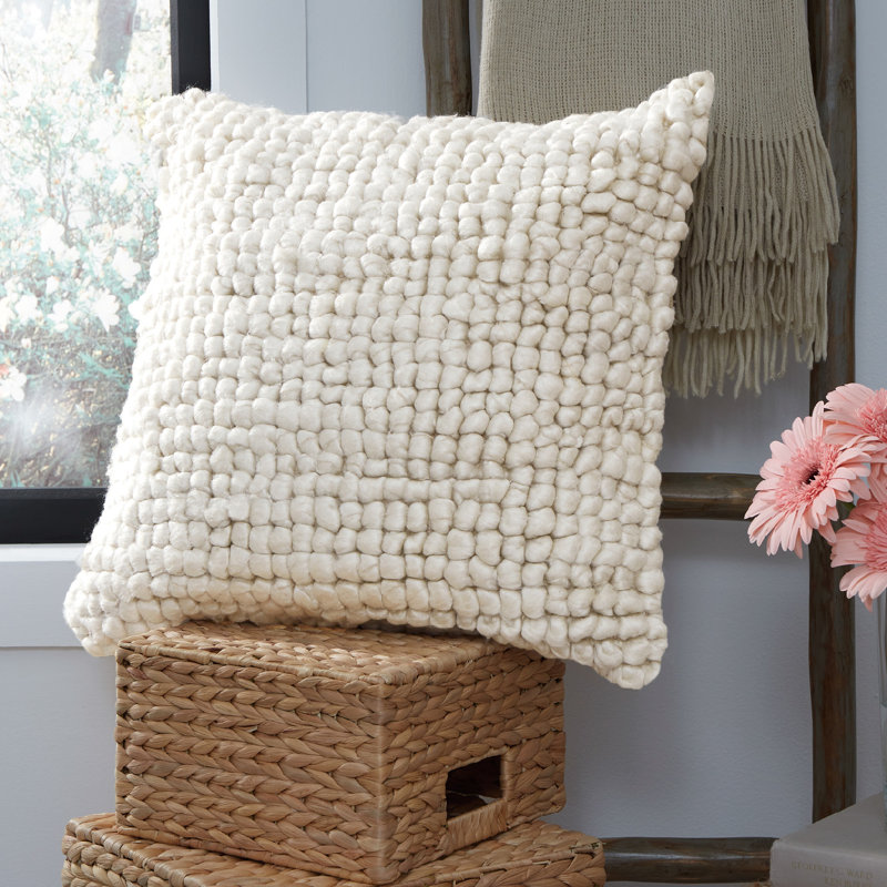 Coussin Aavie (ensemble de 4), Carré 20 po, Polyester, Blanc