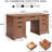 Deserey 60" W Farmhouse Solid and Manufactured Wood Executive Desk with Charging Station-1458394214-1458394209