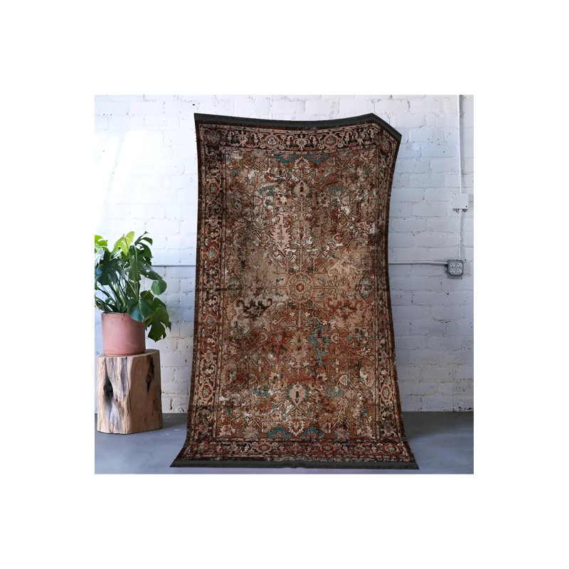 Tapis décoratif rétro multicolore, Rectangle 4 pi 11,06 po x 7 pi 6,55 po
