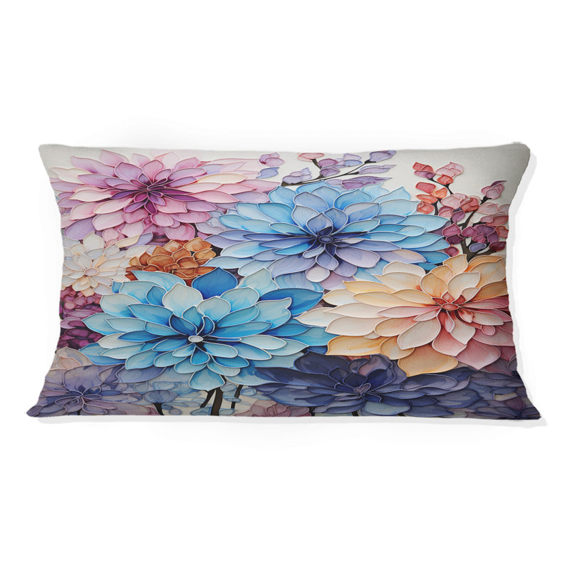 Coussin mauve à motif de pétales mauves