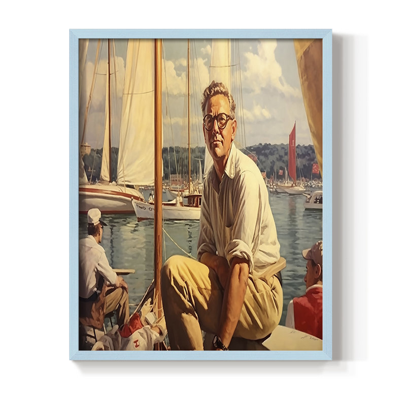 NAUTICAL Series DCIX, reproduction encadrée - bois massif, H 30 po x l 24 po, Bleu