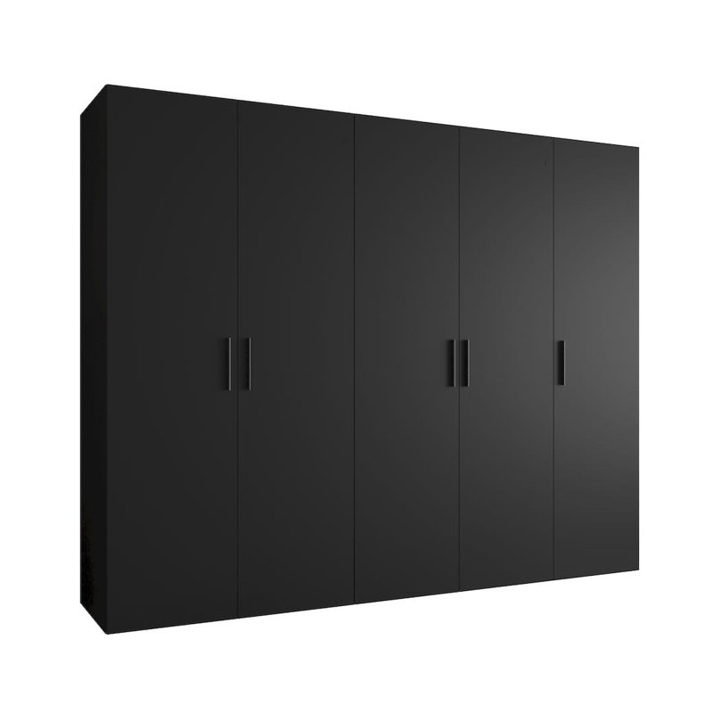 Berlie I Hinged Door Wardrobe 250cm - Expansive, Soft-Close Storage for Airy, Organised Living, Black