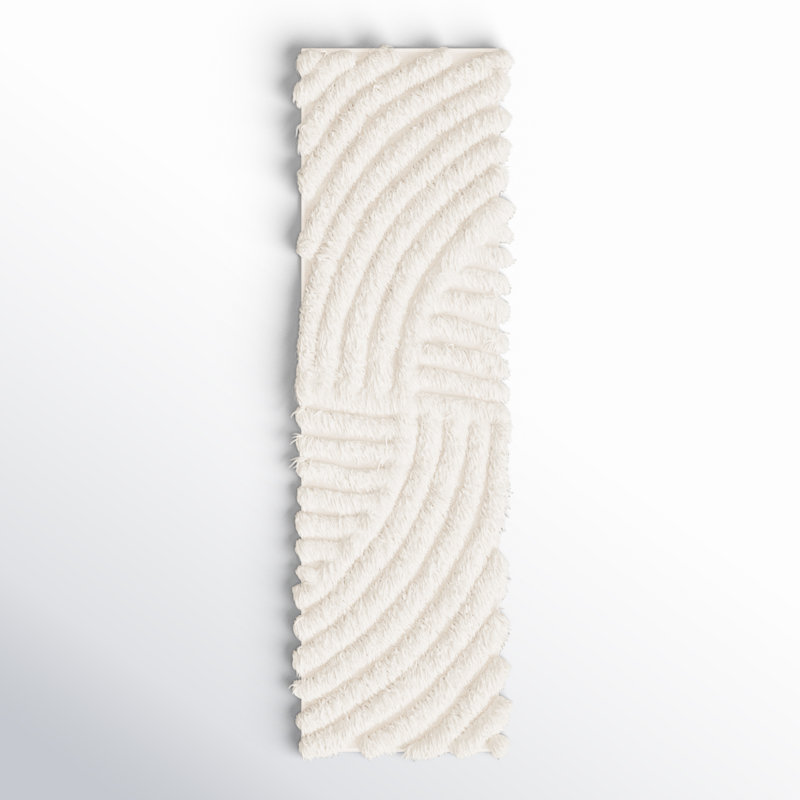 Abriel Abstract Handmade Wool Area Rug in Ivory, Runner 2'3" x 8'