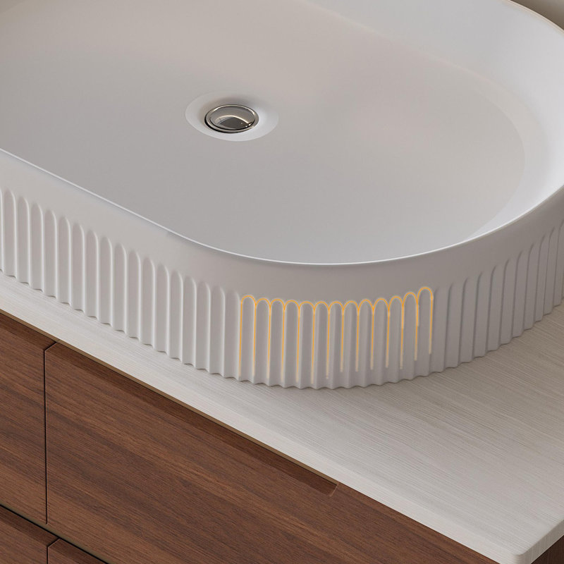 Meuble-lavabo 36 po, lavabo intégré en céramique, Noyer