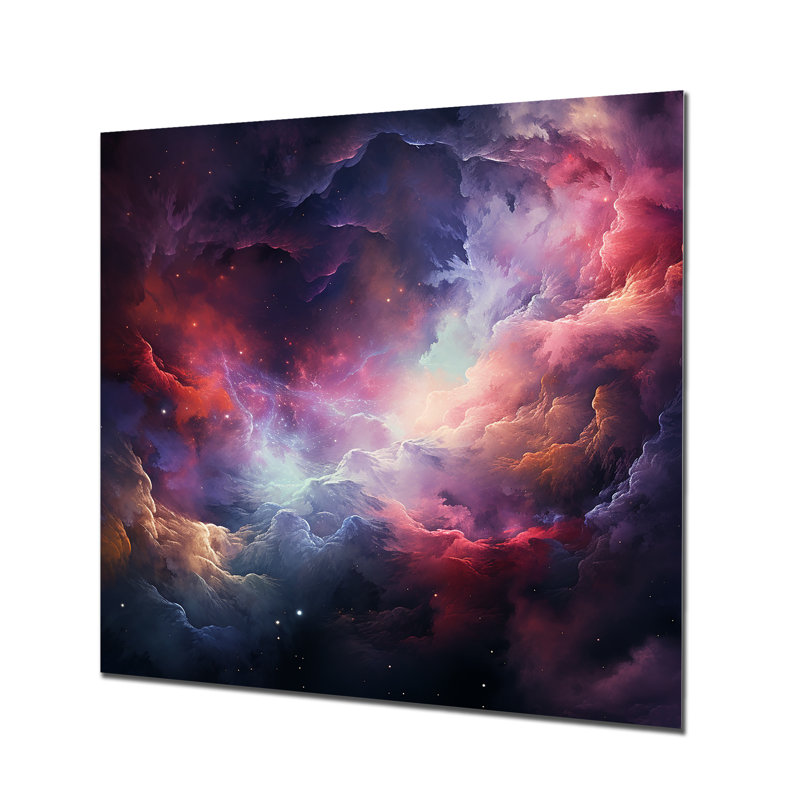 «Pink Galaxy Nebula Odyssey II - Galaxies», art mural en métal, H 16 po x l 16 po x P 1 po