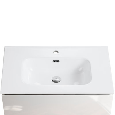 Bb09-30-311 Integrated White Ceramic Basin, Glossy Finish, Contemporary Design, Simple To Clean And Maintain, Rounded Edge For , 17.76 In Width, 29.57 Depth, 6.83 Height, 30.44 Lb Weight Surface,