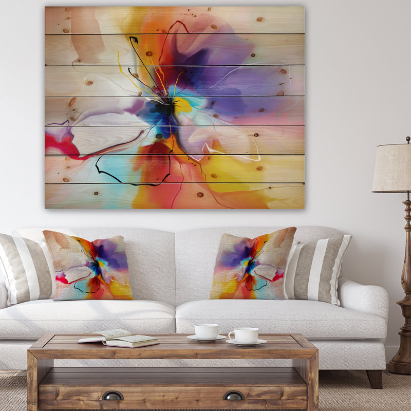 " Creative Flower In Multiple Colors " by Designart, 30" H x 40" W x 1.5" D, Wood