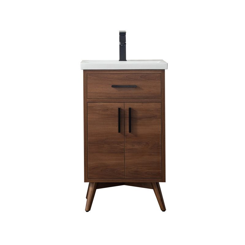 Binford 20" Single Bathroom Vanity Set, Walnut/Matt Black