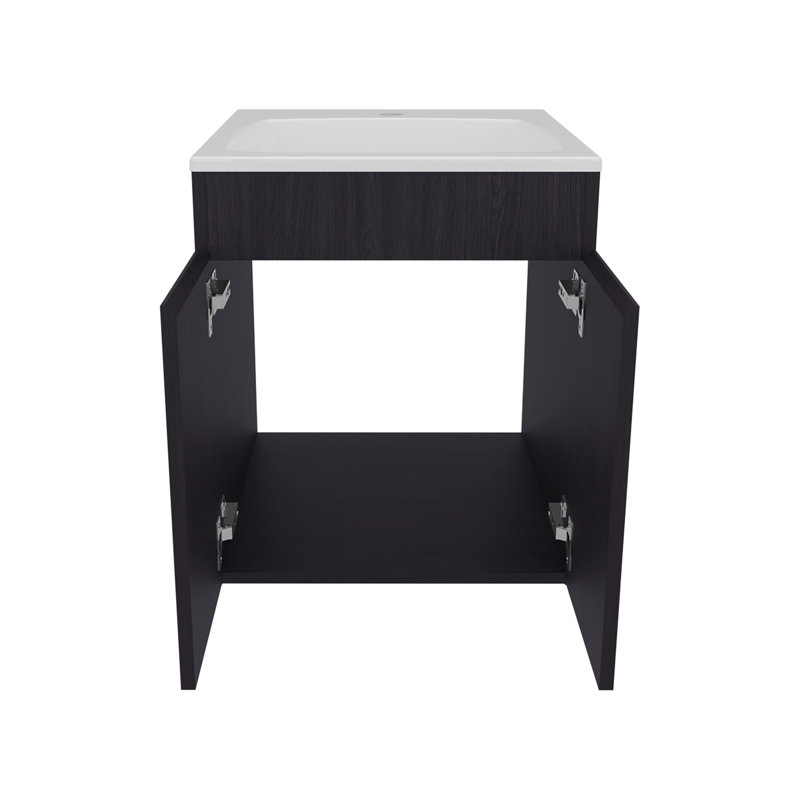 Meuble-lavabo 2 portes - Salle de bain (SANS ROBINET INCLUS), Black, Black