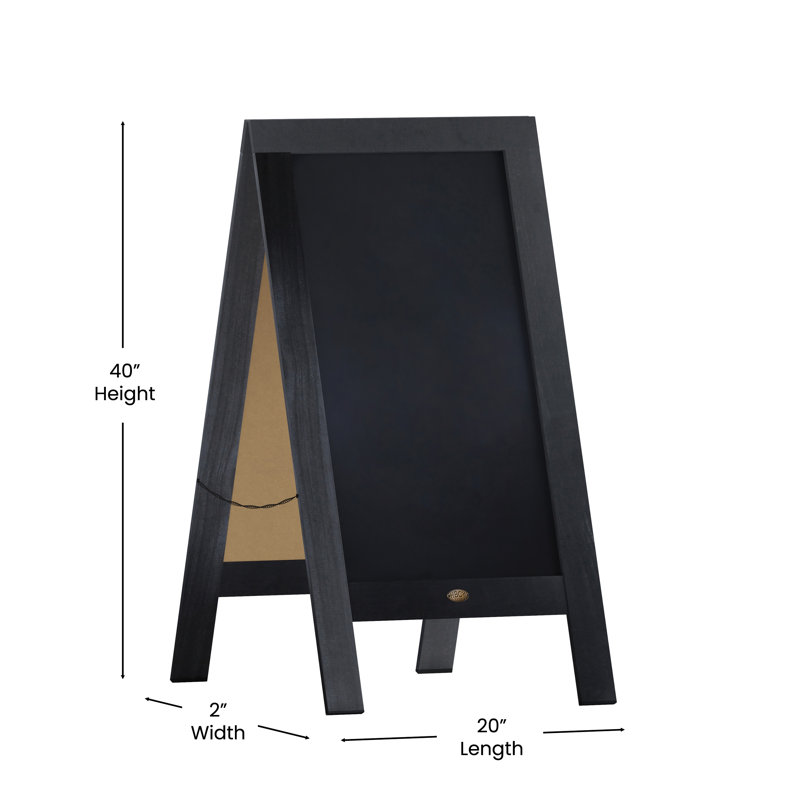 Canterbury 40" Black Pine A-Frame Magnetic Chalkboard Sign