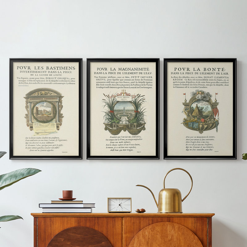 Ex-libris imprimé I - Toile tendue avec châssis encadré - 3 pièces, H 27 po x l 39 po, Noir