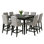  9 Pc Counter Height Table With Leaf And Stools Set In Gray / Black