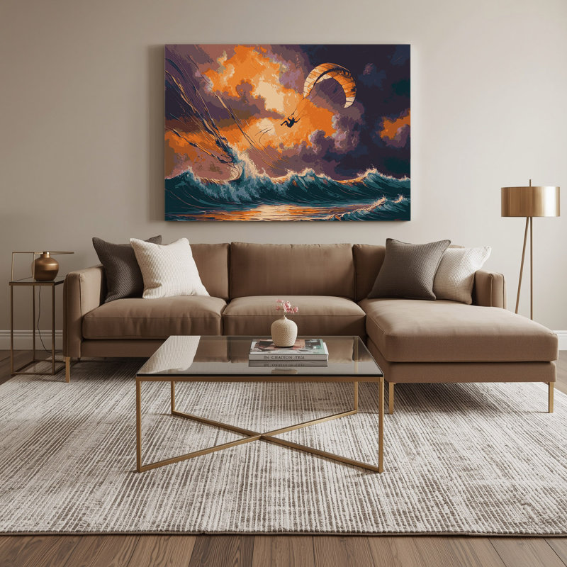 Art sur toile gris Sports Kiteboarding, H 20 po x l 24 po
