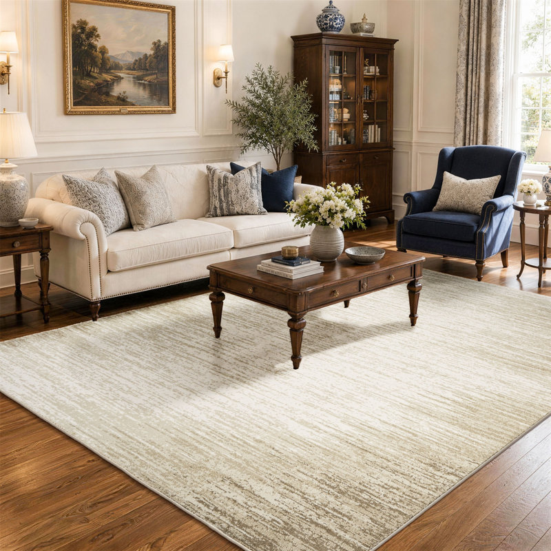 Area Rug - Soft Vintage Carpet with Canvas Backing, Classic Floor Rug for Living Room Dining Room, Rectangle 6'x 8'
