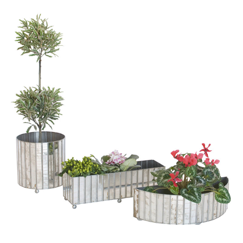 Chrome Rectangular Mirrored Indoor/Outdoor Planter Box