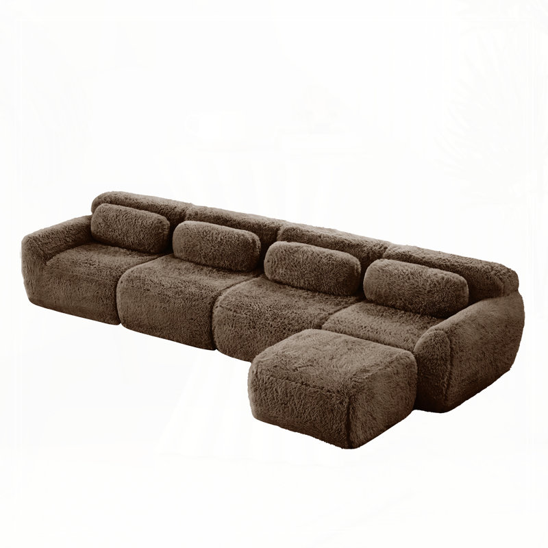 Tissu moelleux doux et moelleux en forme de L, canapés modulaires pour canapé modulaire, conception antidérapante en éponge haute densité 32D, combinaison libre