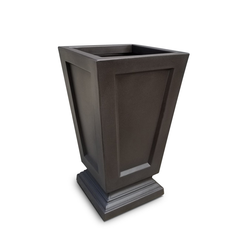 Espresso Polyethylene Tall Outdoor Planter with Water Reservoir