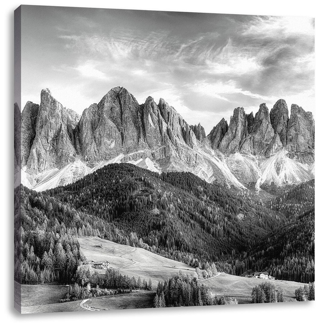 Leinwandbild Bunte Waldlandschaft vor den Dolomiten