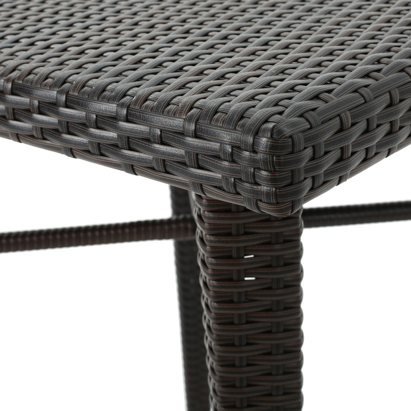 Table de bar carrée de 81 cm (32 po) - Table de jardin en fer forgé au design charmant, 104 cm (41 po) H x 83 cm (32,5 po) L x P, mobilier de jardin brun aux nuances variées, pigmentée