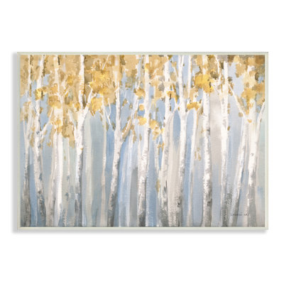 Line of Birch Trees Mystical Spring Forest Landscape Gray Farmhouse Rustic