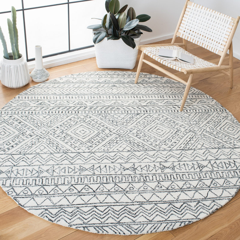 Tapis en laine touffeté à la main Wenzel, Rond 3 pi