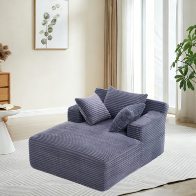 48.62" Chaise Lounge Indoor, Oversized Chaise Lounge Chair with 3 Comfy Pillows for Living Room Bedroom, Wide Arms Corduroy Fabric High-Density Foam N
