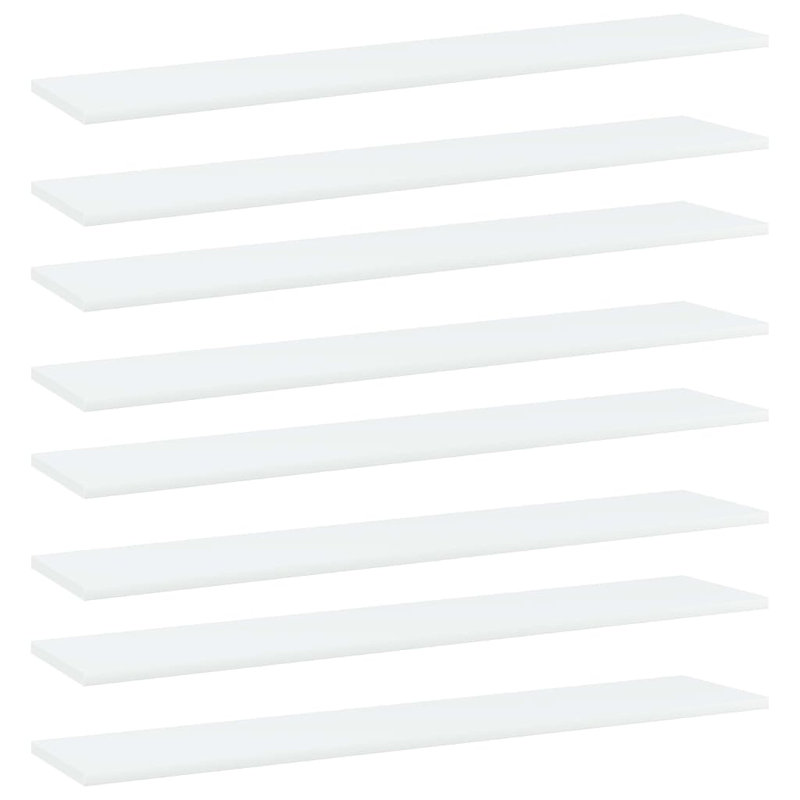 Bookshelf Boards 8 pcs Engineered Wood, White, (8 Shelves) 0.59" H x 39.37" W x 7.87" D