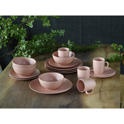Soft Touch 16 Piece Stoneware Dinnerware Set - Service for 4