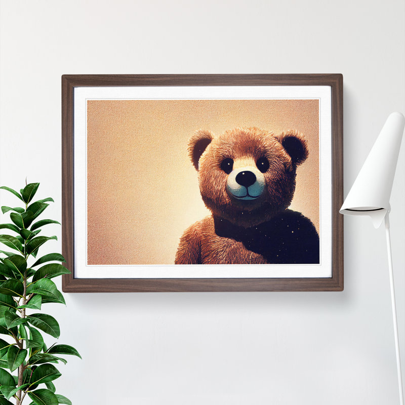 A Teddy Bear - Single Picture Frame Print, 34cm H x 46cm W x 2cm D, Walnut