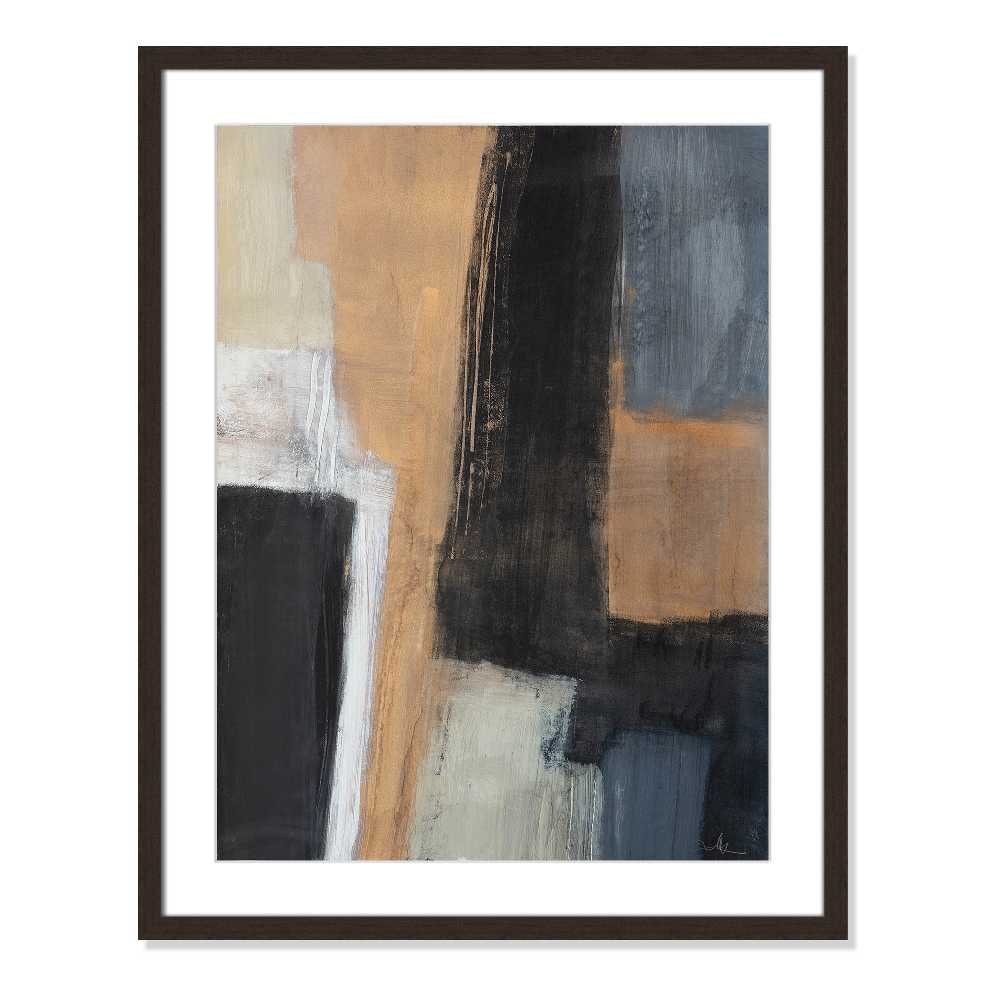 Metallic Slate I by Casa Fine Arts, Walnut Matted Picture Framed, 29.5" H x 23.5" W x 1.25" D