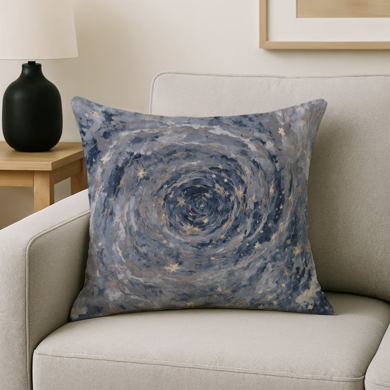 Coussin décoratif intérieur / extérieur bleu Modern Modern, Gris abstrait 52, Carré 20 po