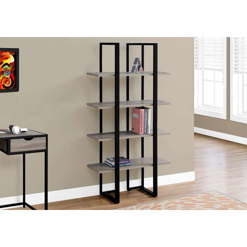 Bibliothèque, bibliothèque, étagère, 4 niveaux, H 60 po, bureau, chambre à coucher, Brun