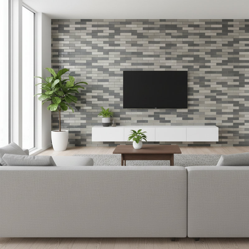 1" x 3" Flat Glass Brick Joint Mosaic Wall Tile