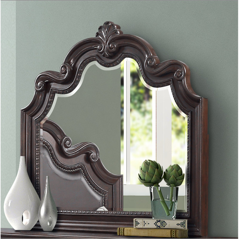 Miroir orné d'acajou
