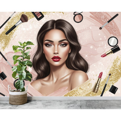 Beauty Salon Wallpaper, Beautiful Women Wall Mural, Eyelashes Wallpaper, Office Decor, Business Wall Decal, Wall Art Office 650RS (Non-Woven) RS650