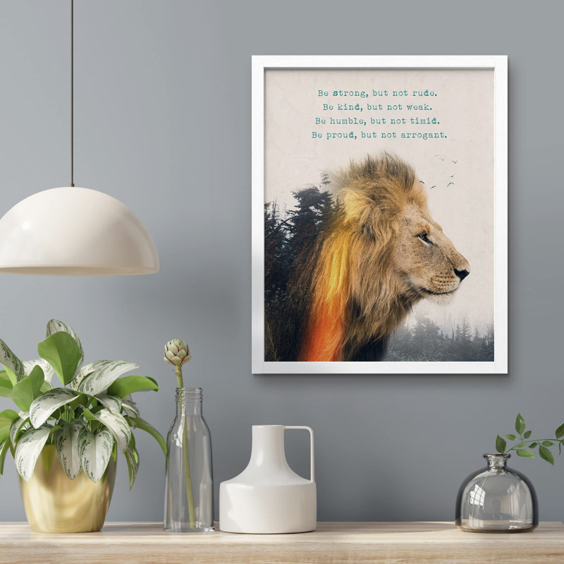"Kind Humble Proud, le défi du lion", Blanc, H 10 po x l 8 po