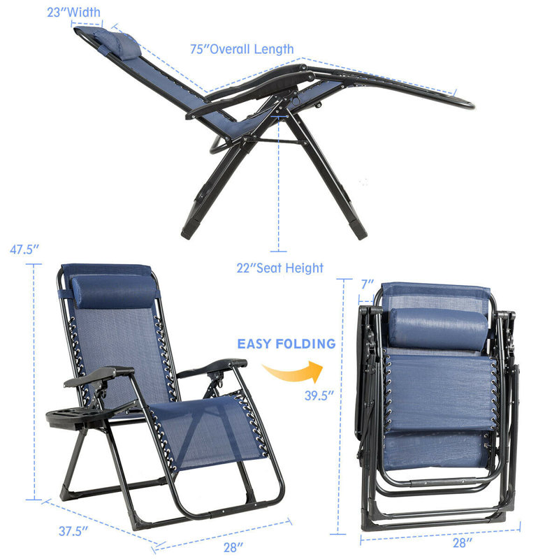 Fauteuil inclinable zéro gravité Karson, Bleu marine