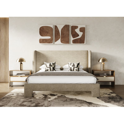Castellanos - Modern Beige Fabric Bed