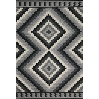 Tapis gris/blanc/noir à tissé à plat Francine