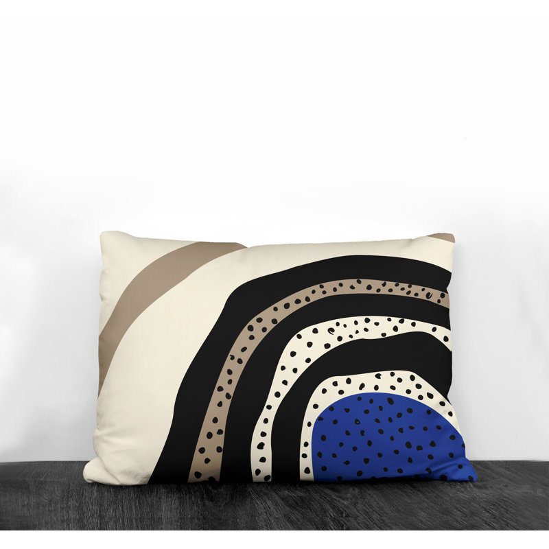 Coussin décoratif intérieur / extérieur en polyester filé Willow, Bleu marine / blanc cassé / beige / noir